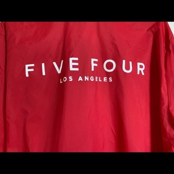 Five Four LA Jacket Men Medium Red Lightweight Elastic sleeve Stowaway Hood NWT - Picture 9 of 15